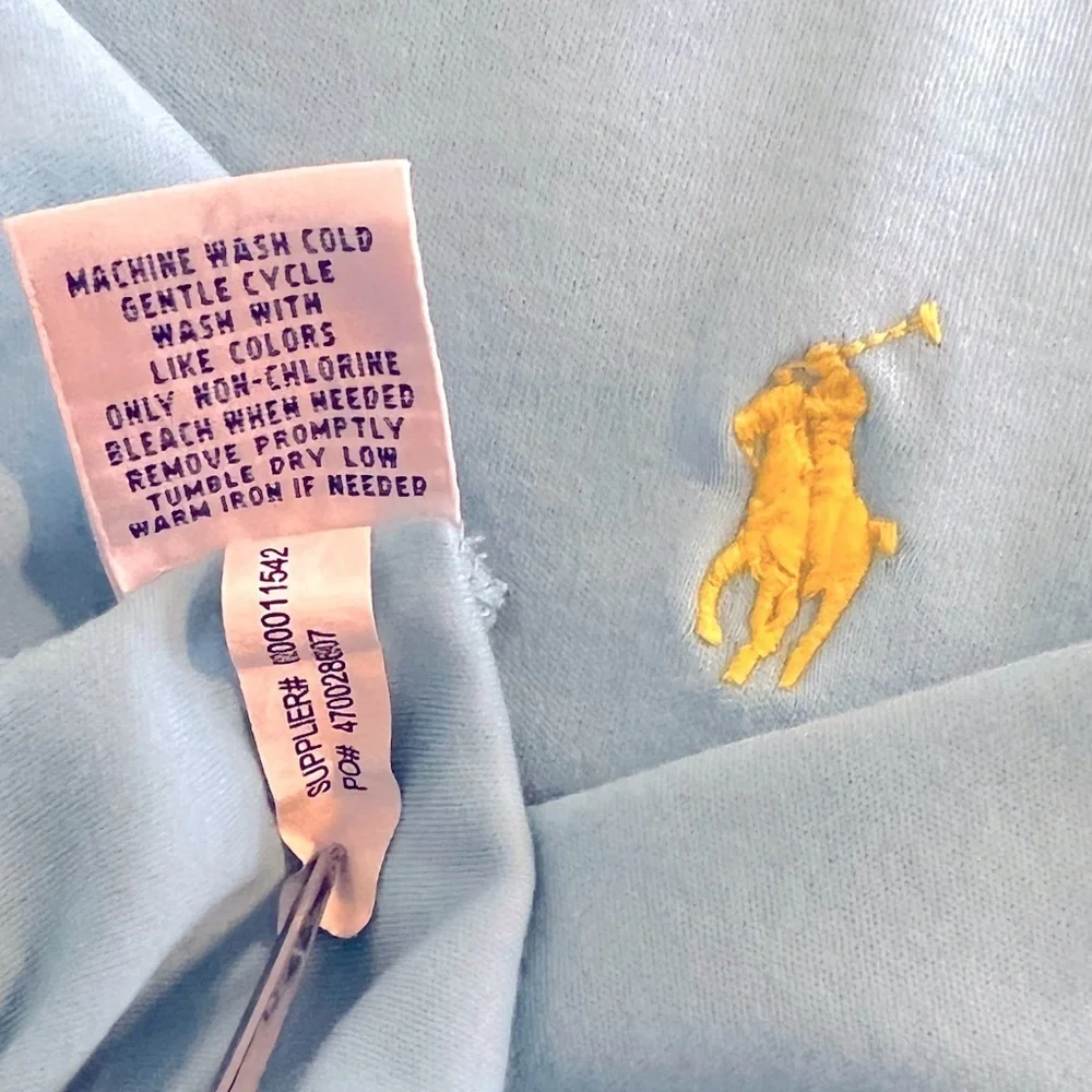 Polo Ralph Lauren Mens Polo Shirt Size L Blue with Yellow Pony -Short Sleeve